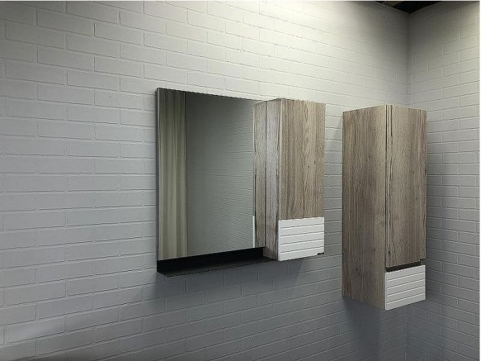 Шкаф пенал Comforty Страсбург 35 00-00006574 подвесной Дуб дымчатый Белый матовый