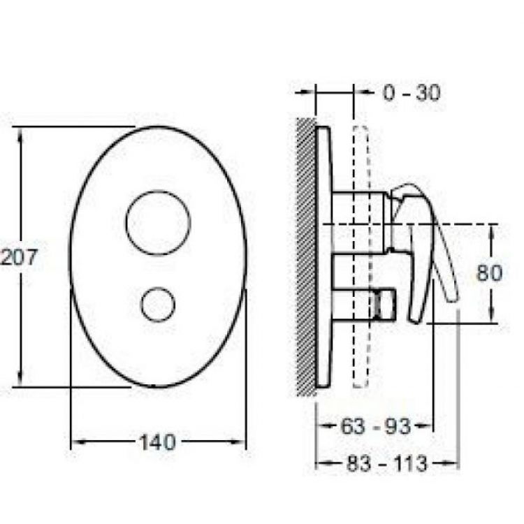 Смеситель для ванны Jacob Delafon Panache E98716-CP Смеситель для ванны Jacob Delafon Panache E98716-CP