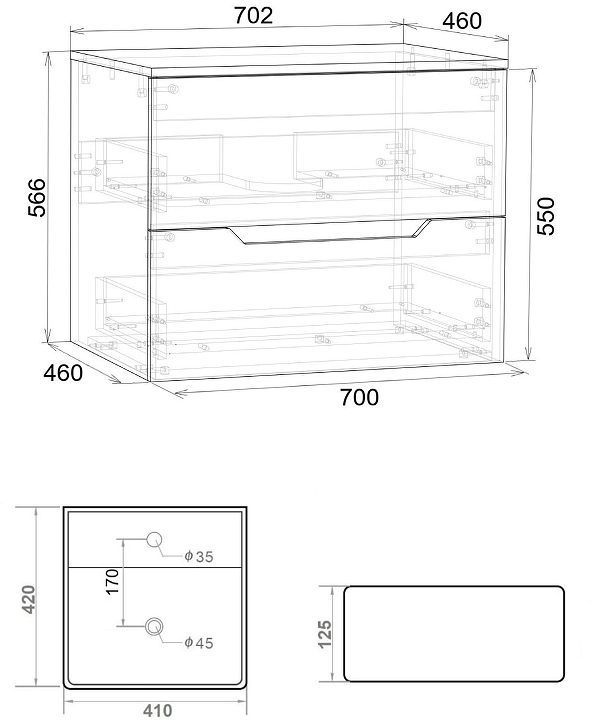 Тумба с раковиной Orange Line 70 Li-70TuLMDF+B04-405W подвесная цвет Латте матовый
