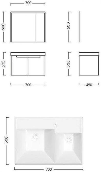 Комплект мебели для ванной Ceruttispa Maiella 70 10037 подвесной Темно-серый
