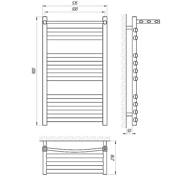 Полотенцесушитель электрический масляный Laris Гранд с полочкой Полотенцесушитель электрический масляный Laris Гранд с полочкой