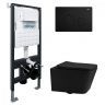 Комплект унитаза Abber Rechteck AC1201MB-AC0105-AC0121MB с сиденьем Микролифт и клавишей смыва цвет Черный матовый
