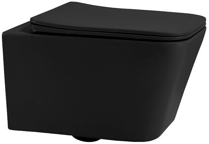 Комплект унитаза Abber Rechteck AC1201MB-AC0105-AC0121MB с сиденьем Микролифт и клавишей смыва цвет Черный матовый