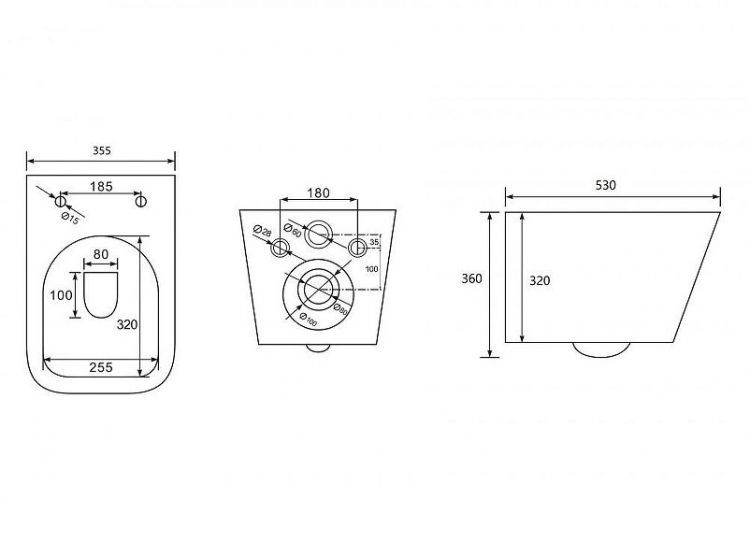 Комплект унитаза Abber Rechteck AC1201MB-AC0105-AC0121MB с сиденьем Микролифт и клавишей смыва цвет Черный матовый