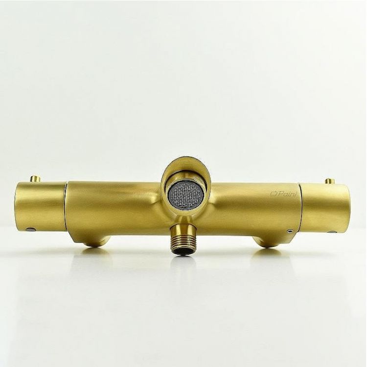 Смеситель для ванны Paini Cox 78PJ111TH с термостатом Золото матовое Смеситель для ванны Paini Cox 78PJ111TH с термостатом Золото матовое