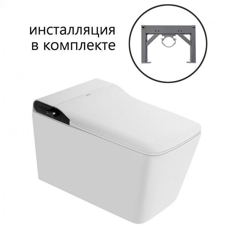 Комплект унитаза биде с инсталляцией Abber Rechteck AC1215S-AC0101P2 цвет Белый с сиденьем Микролифт