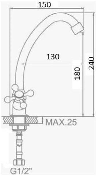 Смеситель для кухни D-Lin D156807-G цвет  Хром
