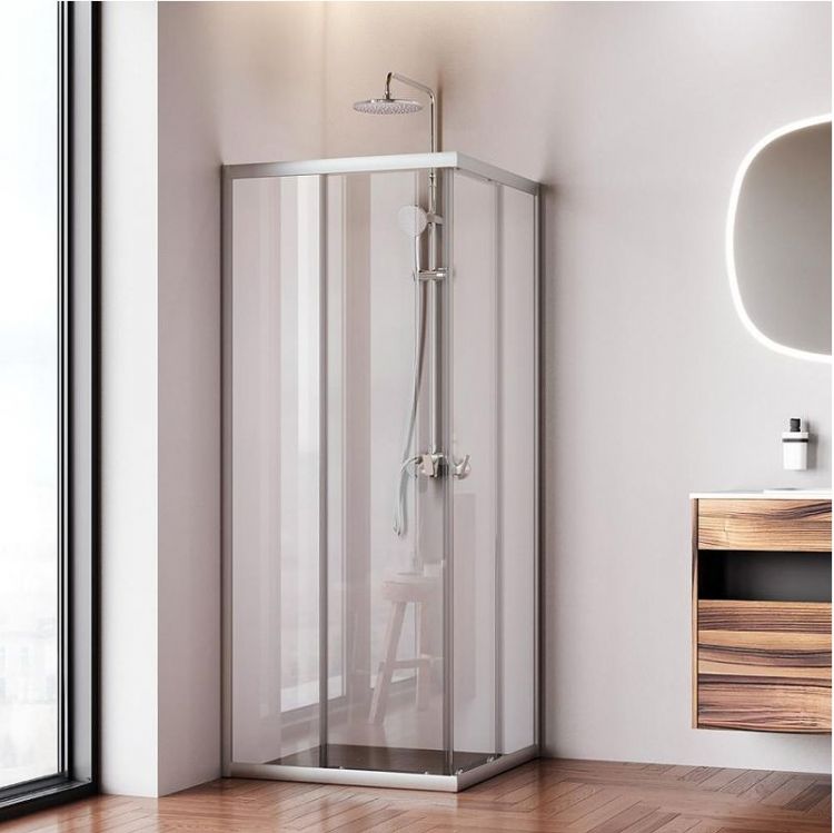 Душевой уголок AM.PM Sunny 80х80 W87G-403-8080-MT профиль Хром матовый стекло прозрачное Душевой уголок AM.PM Sunny 80х80 W87G-403-8080-MT профиль Хром матовый стекло прозрачное