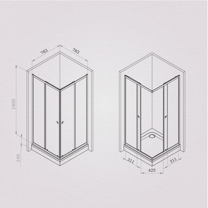 Душевой уголок AM.PM Sunny 80х80 W87G-403-8080-MT профиль Хром матовый стекло прозрачное