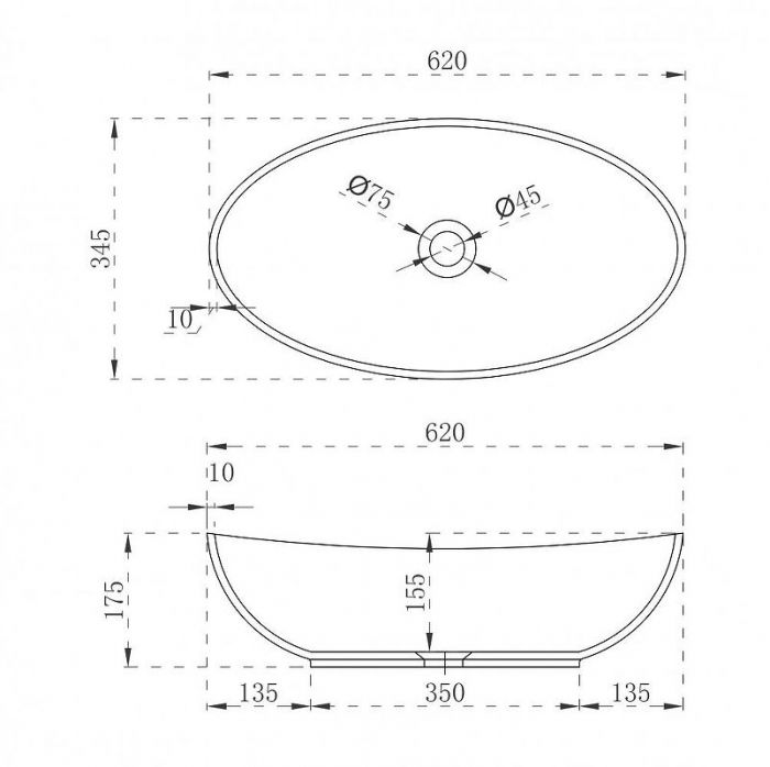 Раковина-чаша Abber Stein 62 AS2610 Белая матовая