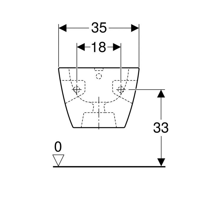 Биде подвесное Geberit Renova Plan Square, глубина 54 см