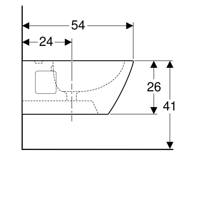 Биде подвесное Geberit Renova Plan Square, глубина 54 см