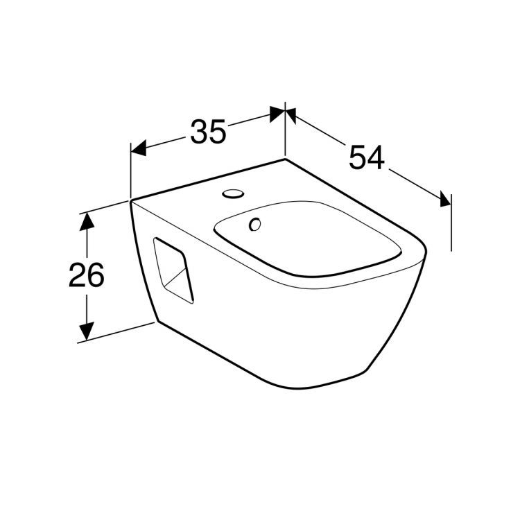 Биде подвесное Geberit Renova Plan Square, глубина 54 см