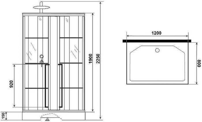 Душевая кабина Niagara Standart 120x80 L ST120/80/15QL/KL/BKT без гидромассажа