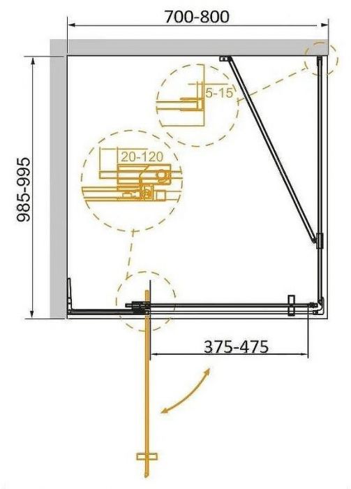 Душевой уголок Cezares Slider 80x100 SLIDER-AH-1-100-70/80-C-NERO профиль Черный матовый стекло прозрачное