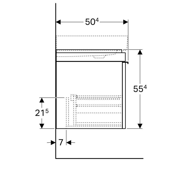 Тумба под раковину Geberit Citterio 118.4х55.4х50.4, левая, темный дуб, черное стекло [500.563.JJ.1]