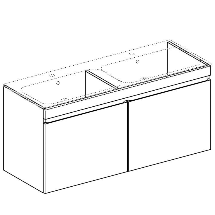 Тумба для двойной раковины Geberit Renova Plan Slim 129х58.5, светлый вяз [869532000]