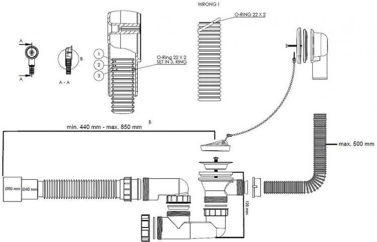 Слив-перелив Aquanet 328880 с пробкой на цепочке цвет Хром