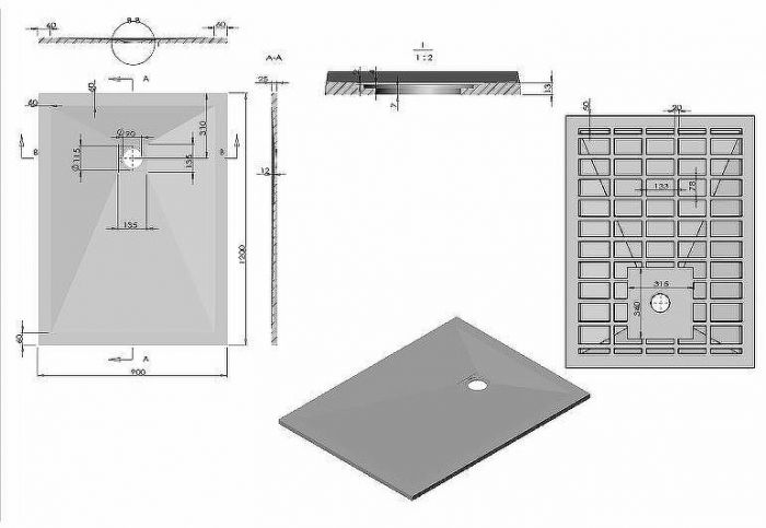Душевой поддон из искусственного камня Vincea 120x90 VST-4SR9012W Белый матовый