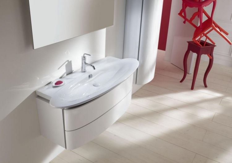 Тумба подвесная Presquile, цвет белый бриллиант, лак, 65 см, [EB1103-G1C]