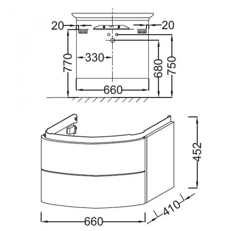 Тумба подвесная Presquile, цвет белый бриллиант, лак, 65 см, [EB1103-G1C]