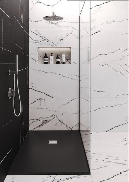 Душевой поддон из искусственного камня Starohome Solid 100х90 1237836 цвет Черный матовый