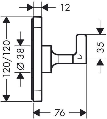 Axor Citterio E Запорный/переключающий вентиль Trio/Quattro 12 x 12, скрытый монтаж, цвет: хром