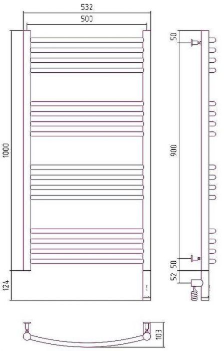 Электрический полотенцесушитель Сунержа Богема 3.0 1000x500 R 00-5803-1050 Хром