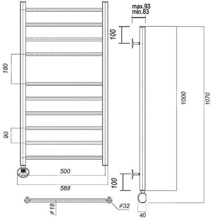 Электрический полотенцесушитель Domoterm Медея П10 500x1000 EL Хром