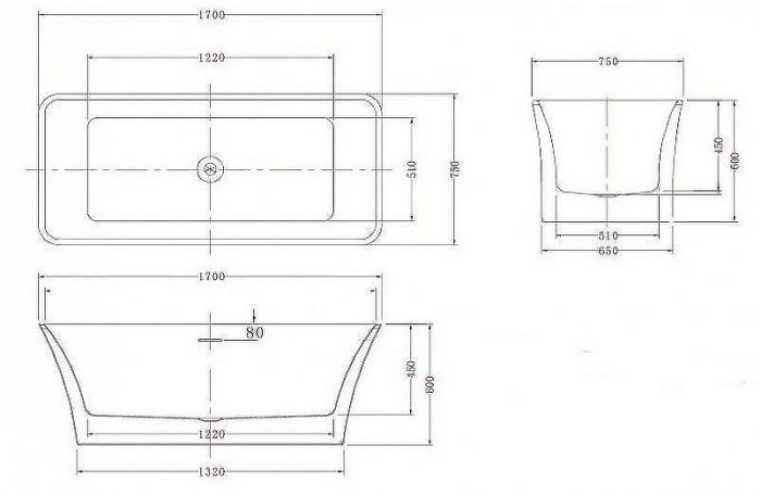 Акриловая ванна Esbano Cordoba 170x75 ESVACORD без гидромассажа