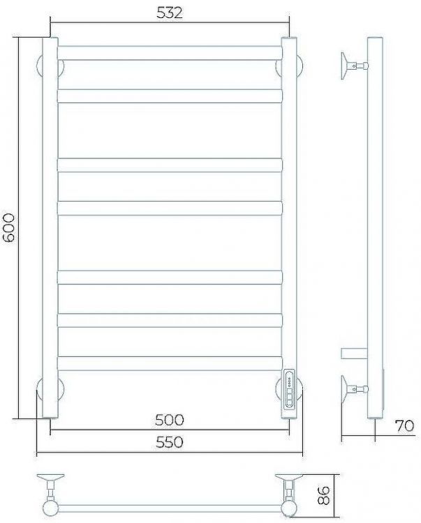 Электрический полотенцесушитель Larusso Классик Премиум П7 500х800 4670078536266 Хром