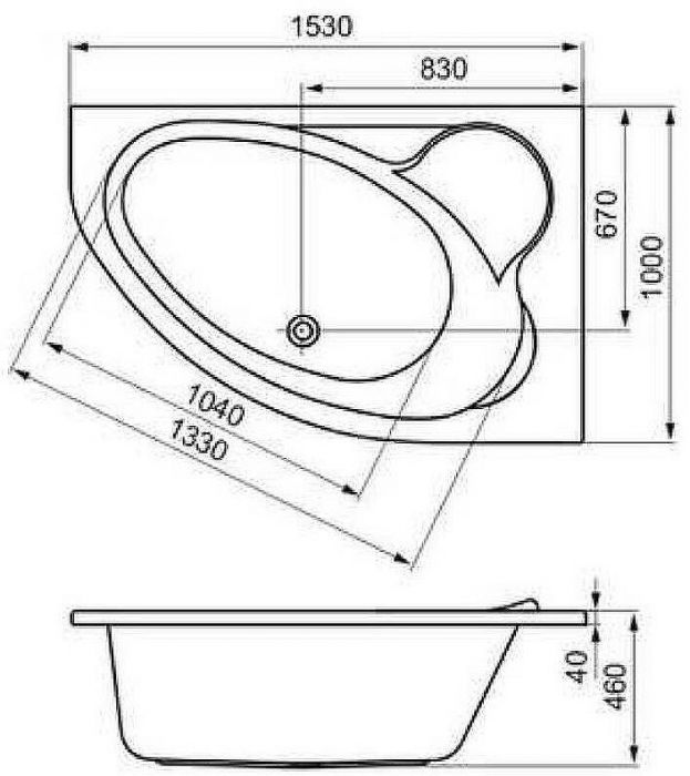Акриловая ванна Cersanit Kaliope 153x100 R 63442 без гидромассажа