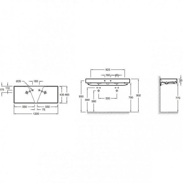 Раковина Jacob Delafon Rythmik 120 EXM112-00 двойная Белый