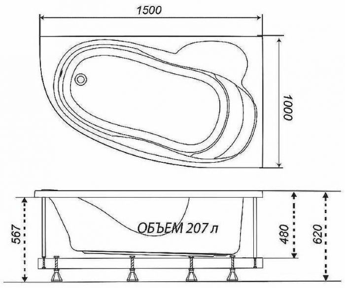 Акриловая ванна Triton Кайли 150x100 L Щ0000048090 без гидромассажа