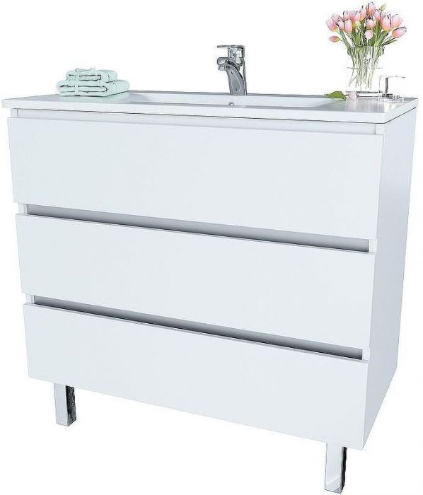 Тумба с раковиной SanVit Кубэ-3 75 kkube3075w Белая глянцевая