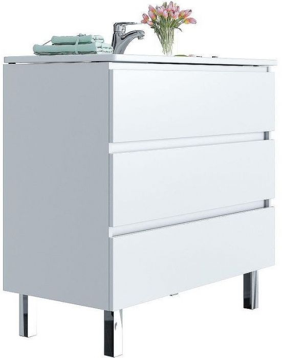 Тумба с раковиной SanVit Кубэ-3 75 kkube3075w Белая глянцевая