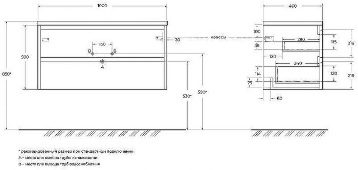 Тумба под раковину BelBagno Kraft 100 KRAFT-1000-2C-SO-CG подвесная Cemento Grigio