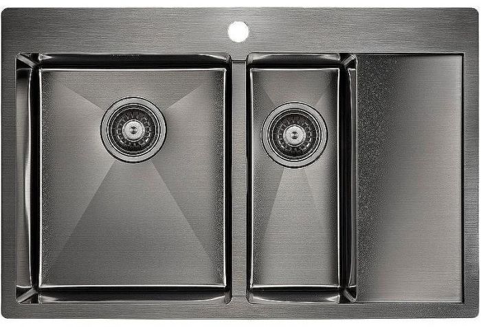 Кухонная мойка Paulmark Kroner 78/2SF PM227851-GML Вороненая сталь