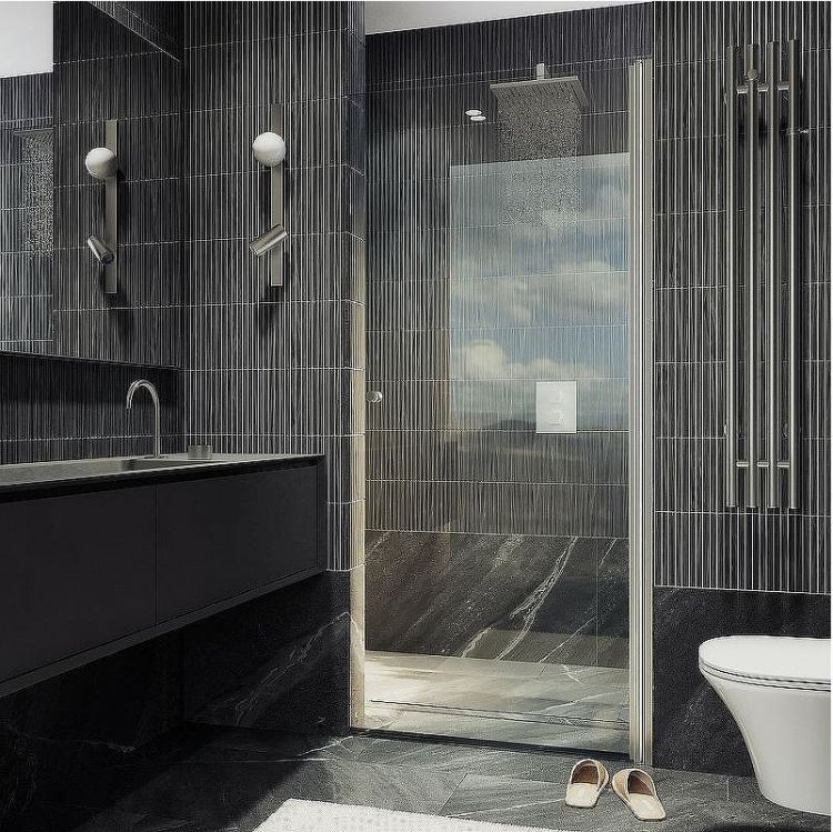 Душевая дверь Maybah Glass MGD-809-5 900x1980 на монопетле Хром матовый стекло прозрачное