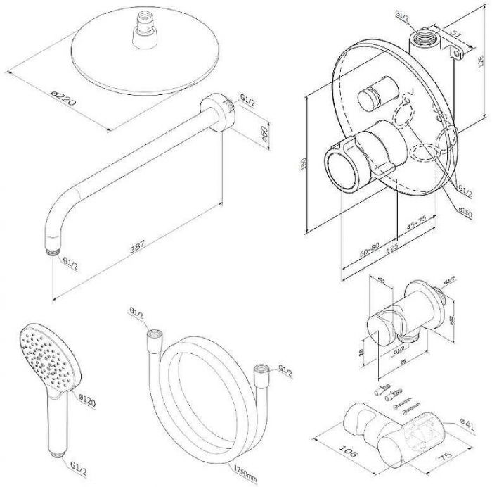 Душевая система AM.PM X-Joy FT85A1RH10 с термостатом Хром