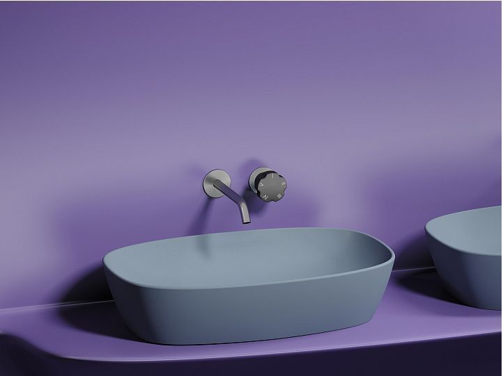 Умывальник CERAMICANOVA Element чаша накладная овальная (цвет Серо-Голубой Матовый) CN6049MHL