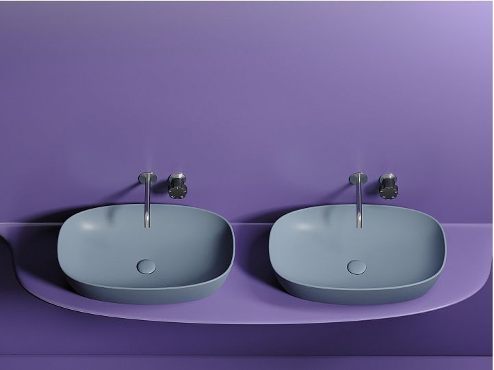 Умывальник CERAMICANOVA Element чаша накладная овальная (цвет Серо-Голубой Матовый) CN6049MHL