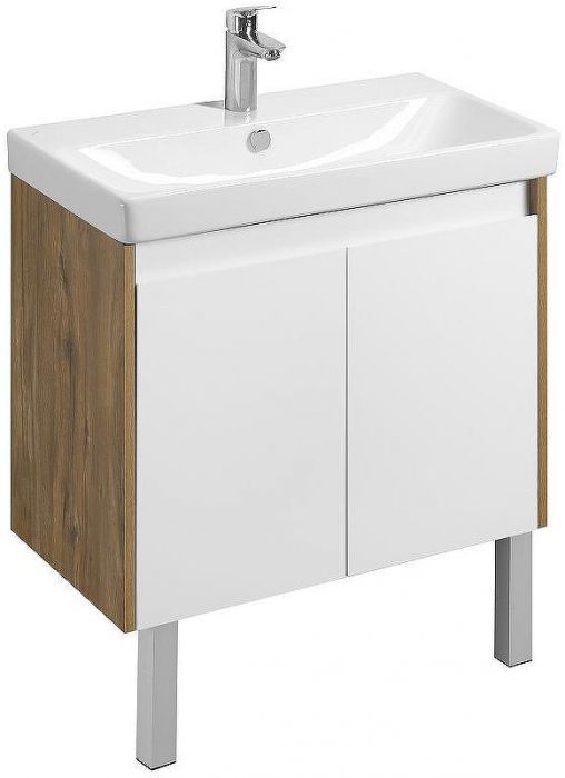 Тумба под раковину Aquaton Сканди Doors 80 1A282901SDZ90 Белый глянец Дуб рустикальный