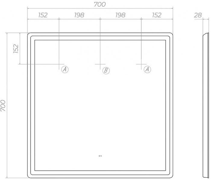 Зеркало Vigo Geometry Сlassic 70 074 с подсветкой с бесконтактным выключателем