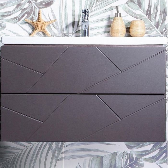 Тумба под раковину Бриклаер Кристалл 80 4627125414534 подвесная Софт Графит Ясень Анкор темный