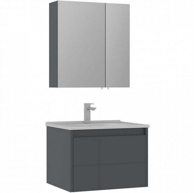 Тумба с раковиной Orka Likya 65 5002493 подвесная Антрацит матовый