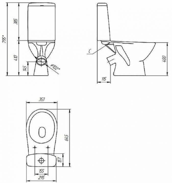 Унитаз компакт Cersanit Just 64073 (KO-JUS031-3/6-PL) с бачком и сиденьем Микролифт