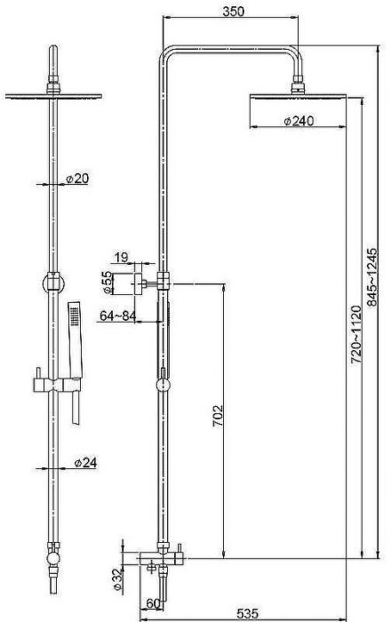 Душевая система Paini RS T2 50CR191ART9P3 Хром
