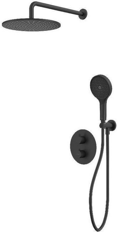 Душевая система Whitecross Y black YSET08TOPBL с термостатом Черная матовая