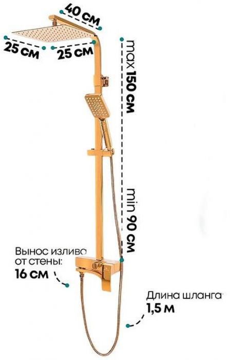 Душевая система Grocenberg GB7007-1GO Золото